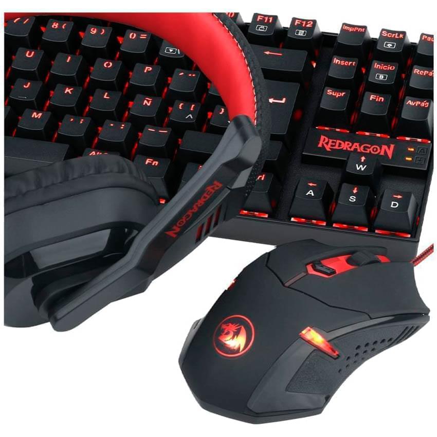 Combo Teclado Mouse Auricular Pad Redragon K552-Bb-2 Ps4